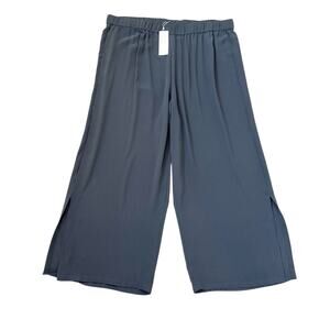 Eileen Fisher Pants Silk Georgette Crepe Wide Leg Graphite Gray Plus Size 2X New